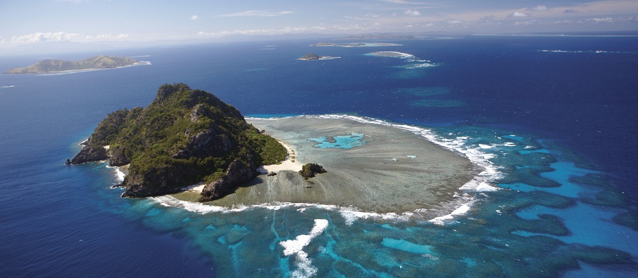 Aerial views, Monoriki island, Mamanuca islands. Fiji Islands.