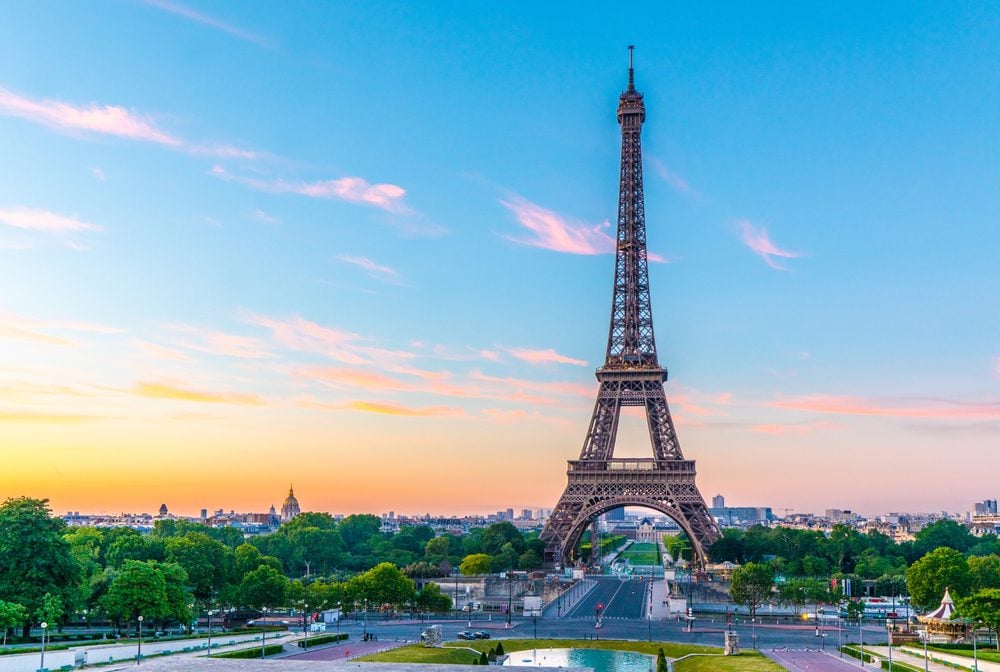 Paris, Eiffelturm, Sonnenaufgang