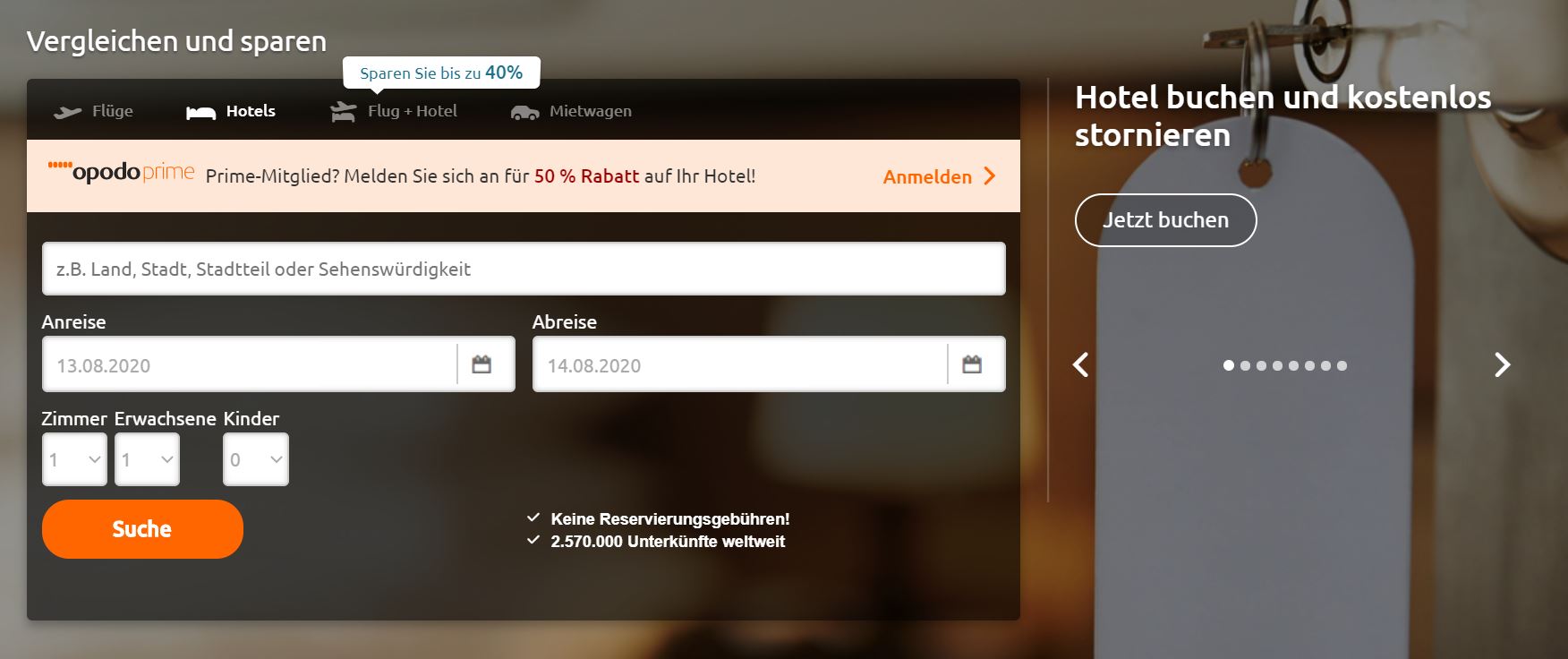 Opodo Prime für Hotels Ermäßigungen und Vorteile auf der ganzen Welt