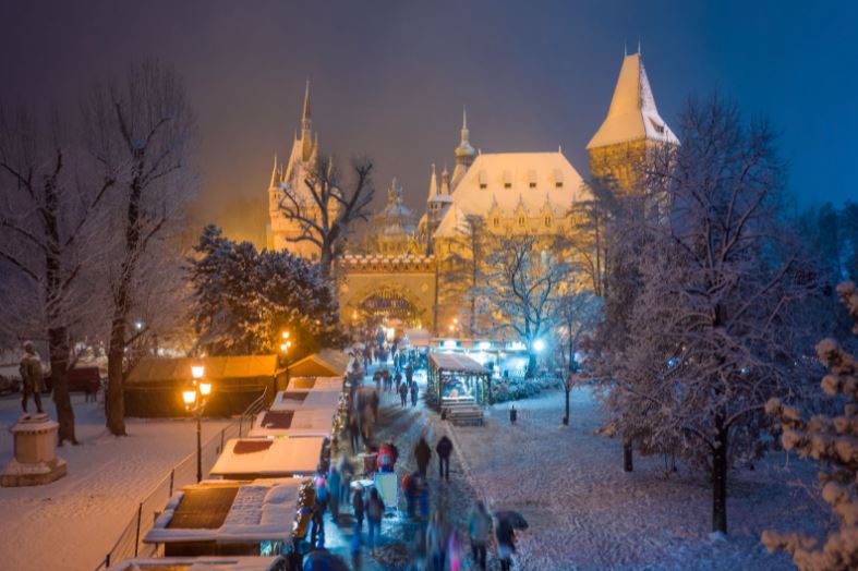 Budapest Burg Vajdahunyad Winter