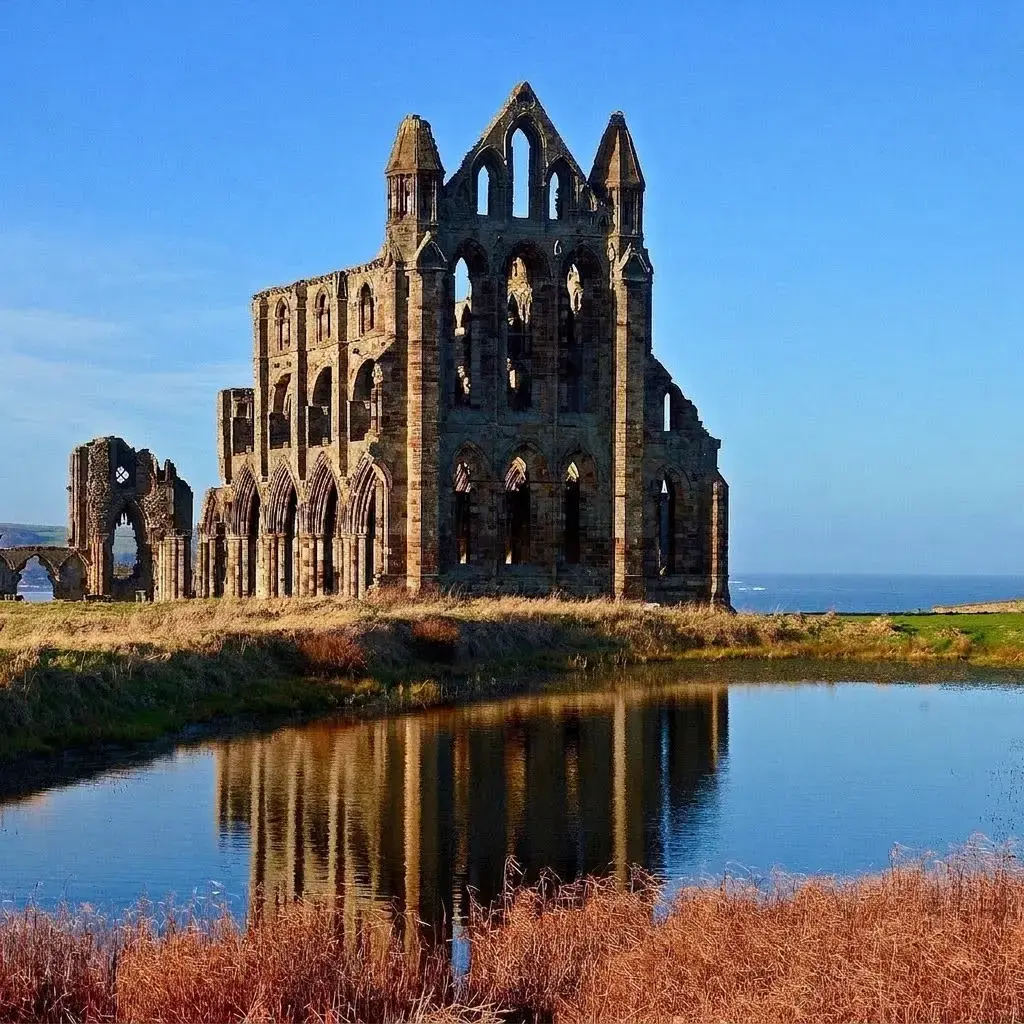 Ruinen der Whitby Abbey an der Küste von Yorkshire, England